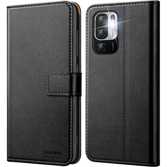 HOOMIL Premium PU Leather Wallet Case for Redmi Note 10 5G Black